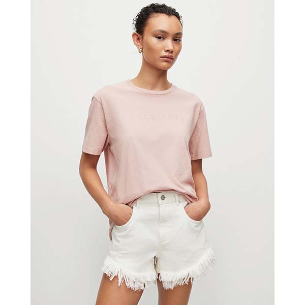 Allsaints Australia Womens Pippa Embroidered Boyfriend T-Shirt Pink AU57-820